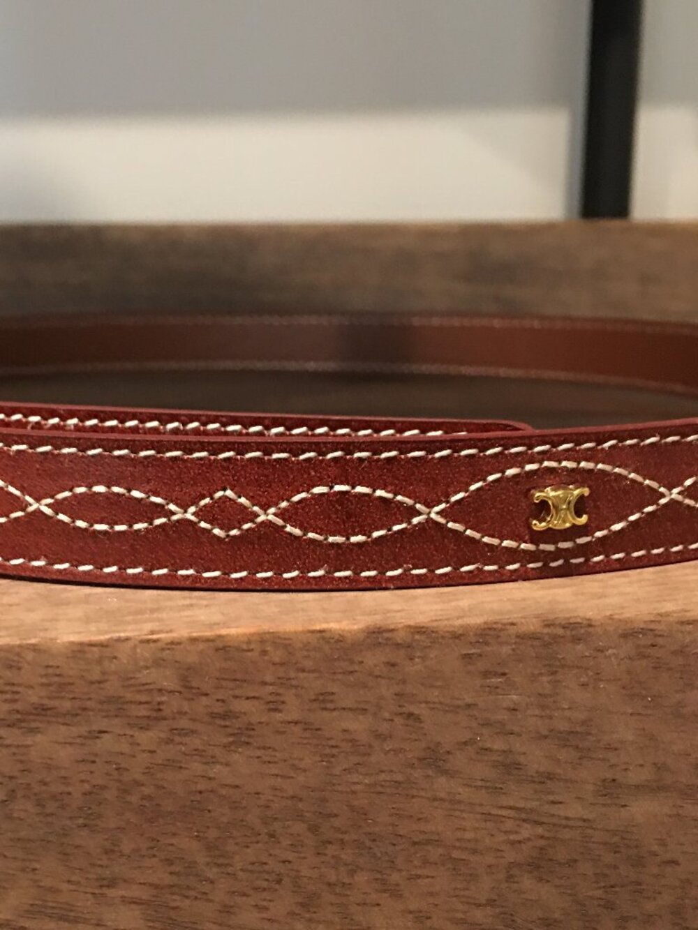 CELINE Fancy Stitch Western Belt in Brown 80 - Picture 3 of 5